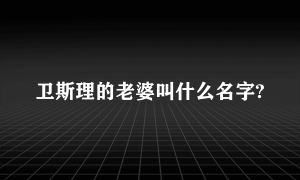 卫斯理的老婆叫什么名字?