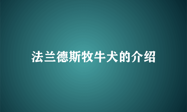 法兰德斯牧牛犬的介绍