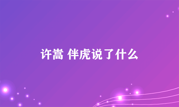 许嵩 伴虎说了什么