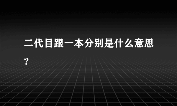 二代目跟一本分别是什么意思？