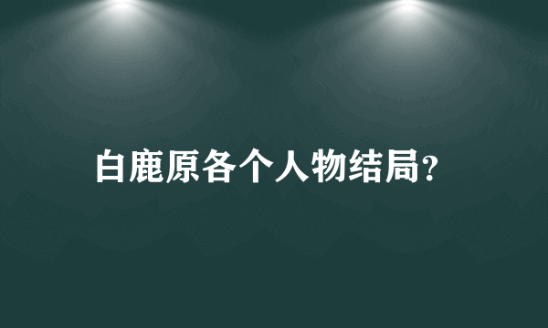 白鹿原各个人物结局？