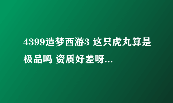 4399造梦西游3 这只虎丸算是极品吗 资质好差呀 高手鉴定一下