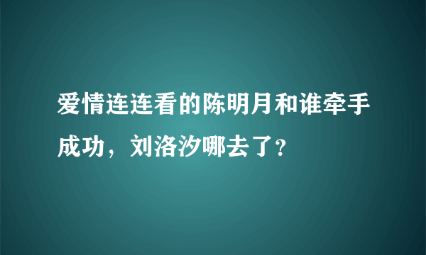 爱情连连看的陈明月和谁牵手成功，刘洛汐哪去了？