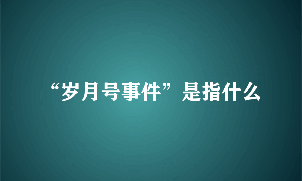 “岁月号事件”是指什么