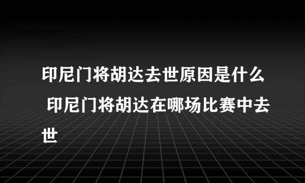 印尼门将胡达去世原因是什么 印尼门将胡达在哪场比赛中去世