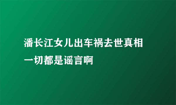 潘长江女儿出车祸去世真相 一切都是谣言啊