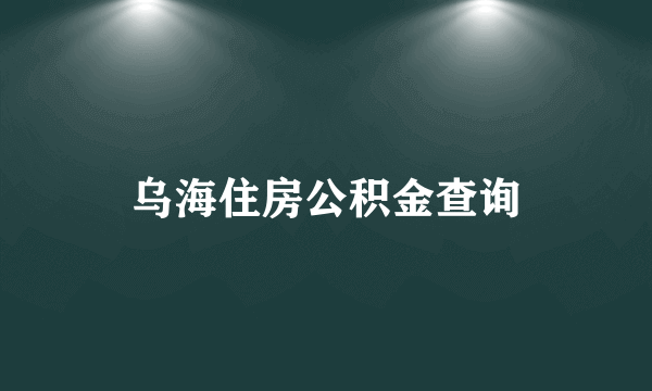 乌海住房公积金查询