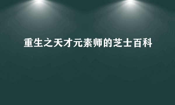 重生之天才元素师的芝士百科