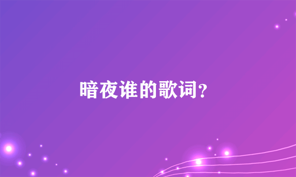 暗夜谁的歌词？