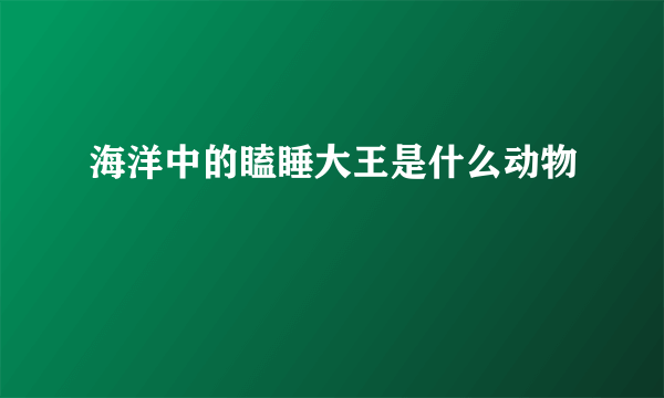 海洋中的瞌睡大王是什么动物