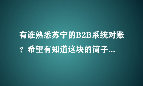 有谁熟悉苏宁的B2B系统对账？希望有知道这块的筒子能详细给我讲解，不胜感激！