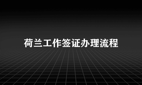 荷兰工作签证办理流程