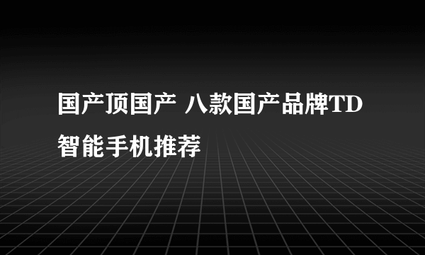 国产顶国产 八款国产品牌TD智能手机推荐