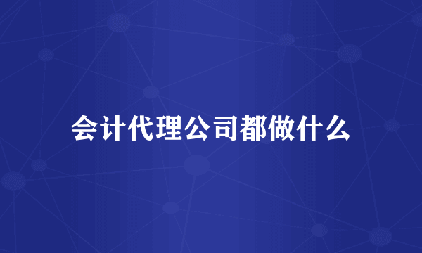 会计代理公司都做什么