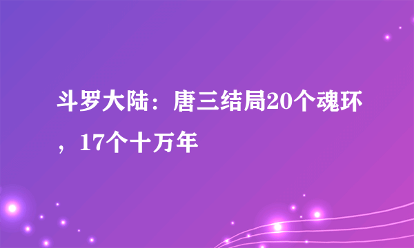 斗罗大陆：唐三结局20个魂环，17个十万年