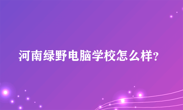 河南绿野电脑学校怎么样？