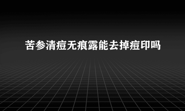 苦参清痘无痕露能去掉痘印吗