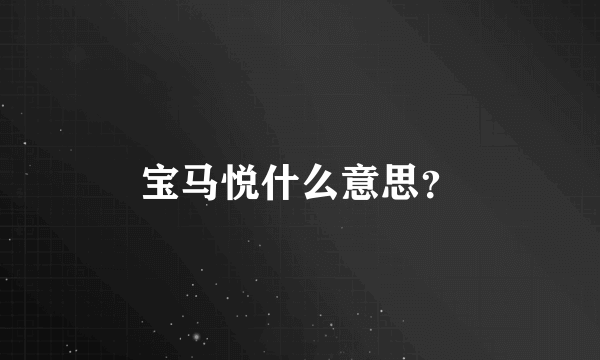 宝马悦什么意思？