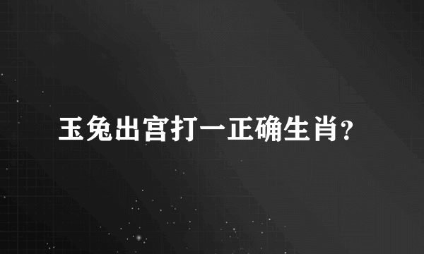 玉兔出宫打一正确生肖？