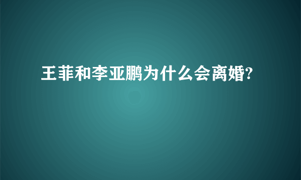 王菲和李亚鹏为什么会离婚?