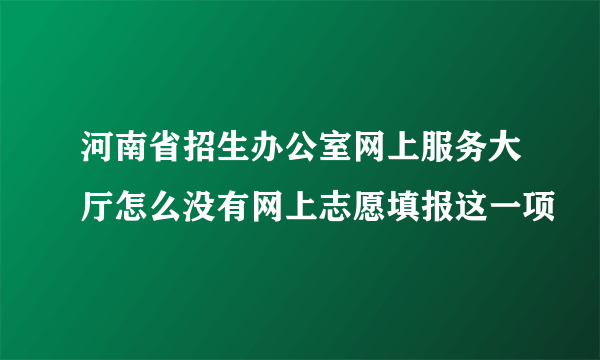 河南省招生办公室网上服务大厅怎么没有网上志愿填报这一项