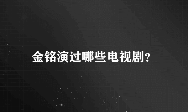 金铭演过哪些电视剧？