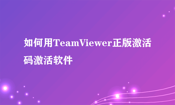 如何用TeamViewer正版激活码激活软件