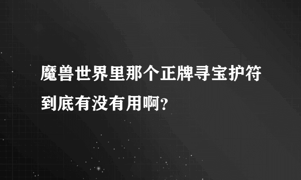 魔兽世界里那个正牌寻宝护符到底有没有用啊？