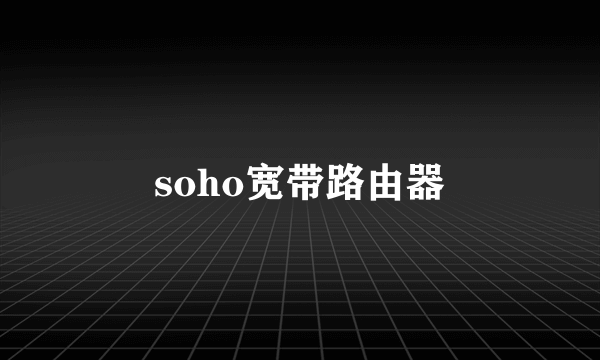 soho宽带路由器