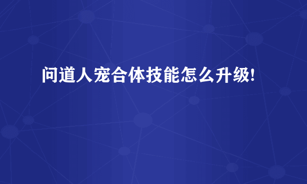 问道人宠合体技能怎么升级!