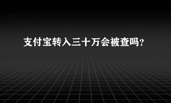 支付宝转入三十万会被查吗？