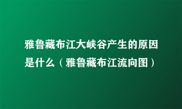 雅鲁藏布江大峡谷产生的原因是什么（雅鲁藏布江流向图）