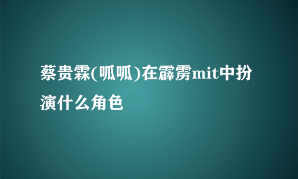 蔡贵霖(呱呱)在霹雳mit中扮演什么角色