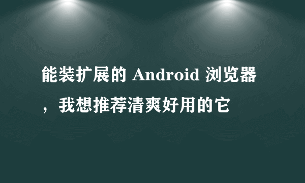 能装扩展的 Android 浏览器，我想推荐清爽好用的它