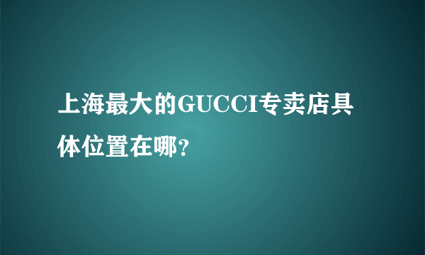 上海最大的GUCCI专卖店具体位置在哪？