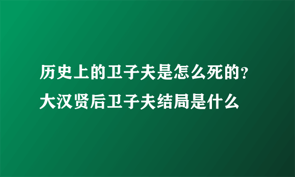 历史上的卫子夫是怎么死的？大汉贤后卫子夫结局是什么