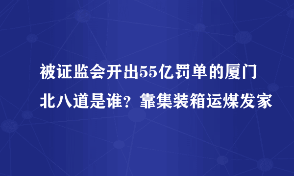 被证监会开出55亿罚单的厦门北八道是谁？靠集装箱运煤发家