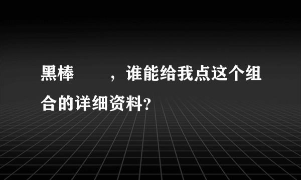 黑棒　　，谁能给我点这个组合的详细资料？