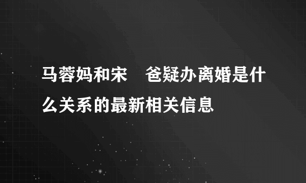 马蓉妈和宋喆爸疑办离婚是什么关系的最新相关信息