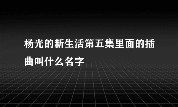 杨光的新生活第五集里面的插曲叫什么名字