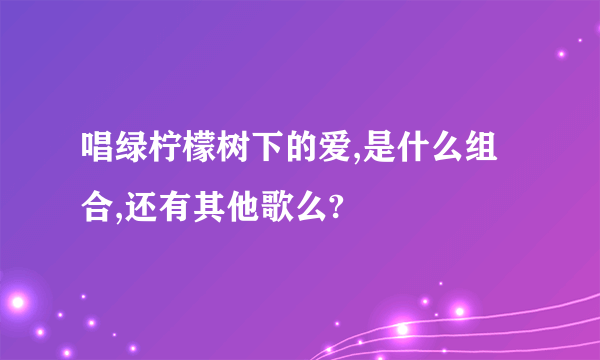 唱绿柠檬树下的爱,是什么组合,还有其他歌么?