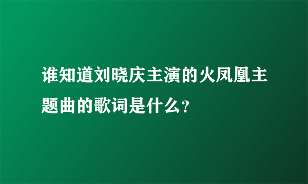 谁知道刘晓庆主演的火凤凰主题曲的歌词是什么？