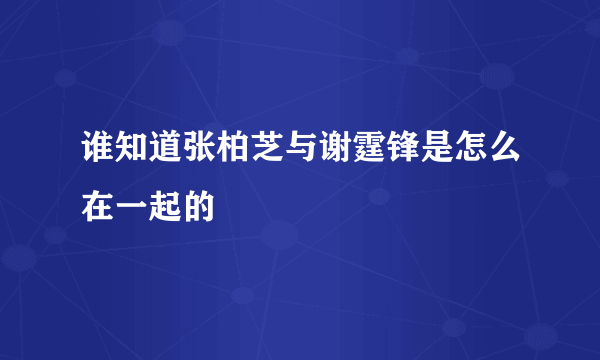 谁知道张柏芝与谢霆锋是怎么在一起的