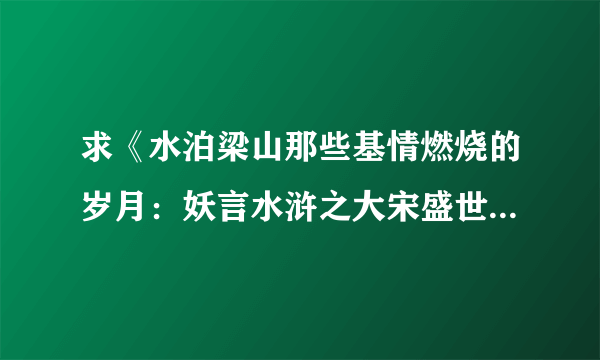 求《水泊梁山那些基情燃烧的岁月：妖言水浒之大宋盛世》全本txt。