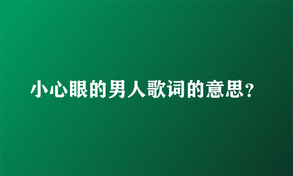 小心眼的男人歌词的意思？