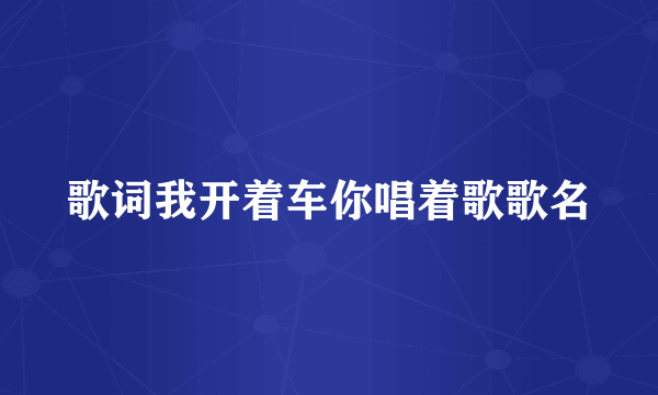 歌词我开着车你唱着歌歌名