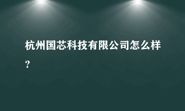 杭州国芯科技有限公司怎么样？