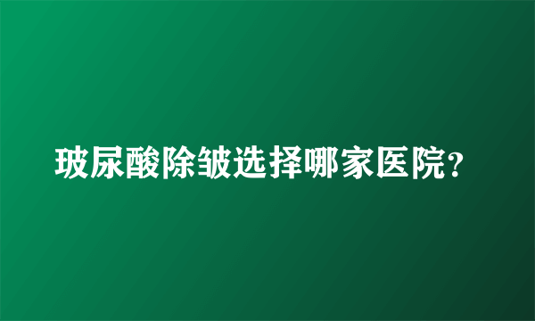 玻尿酸除皱选择哪家医院？