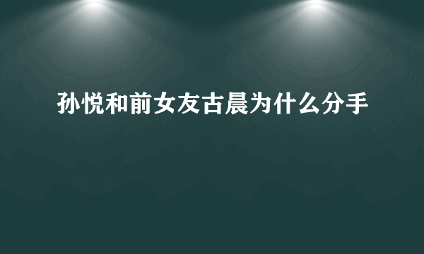 孙悦和前女友古晨为什么分手