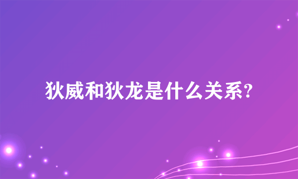 狄威和狄龙是什么关系?